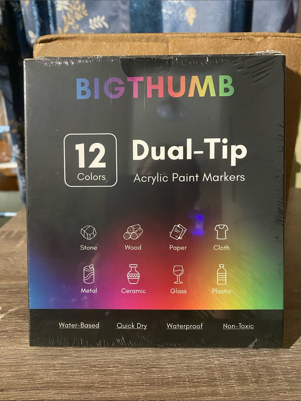 BIGTHUMB Dual-Tip Acrylic Paint Markers - 12 Colors